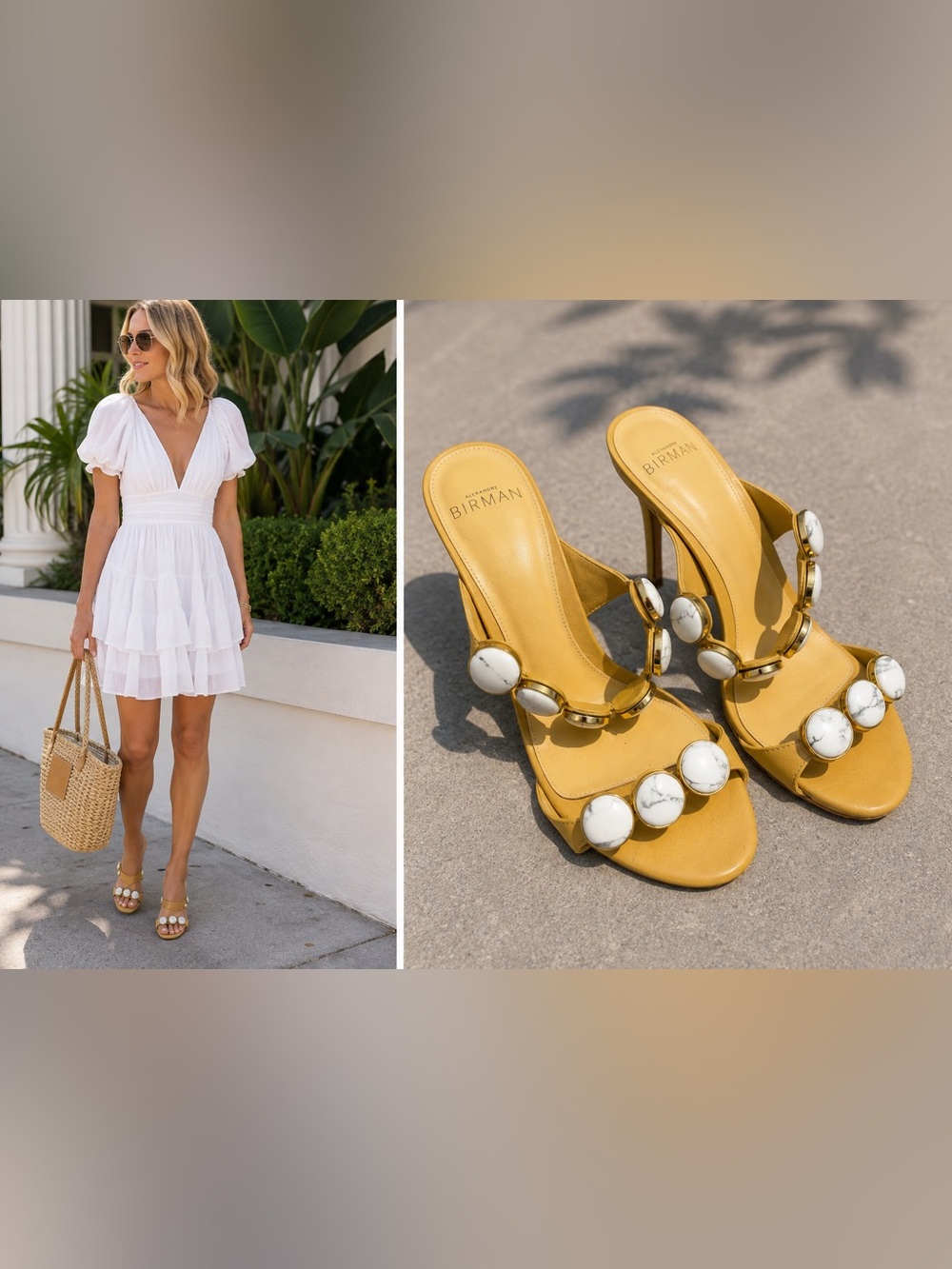 ALEXANDRE BIRMAN Nude Marble-Accent Slide Heels 36